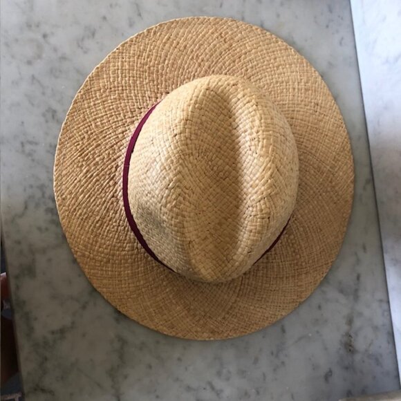 MADCAPS Paris New York Cranberry Band Straw Fedora Hat Vintage main image 6